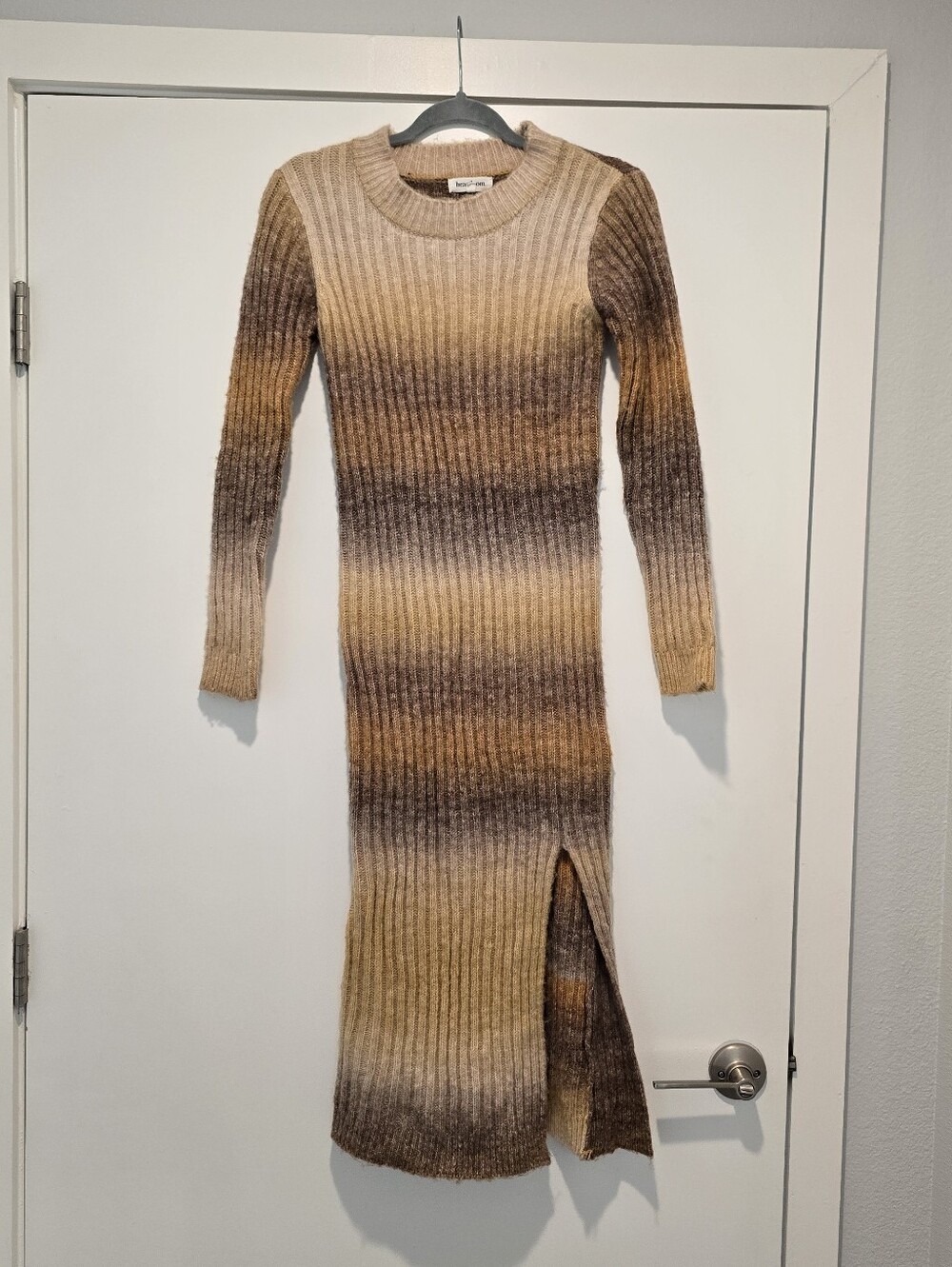 HEARTLOOM Marina Midi Sweater Dress in Tan - Picture 3 of 9